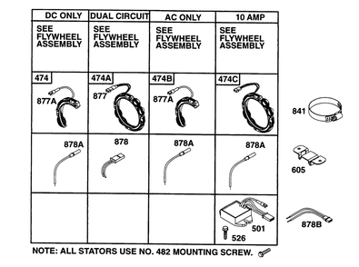 Alternator Chart Diagram and Parts List for 221432-0143-XX  Briggs and Stratton Engine